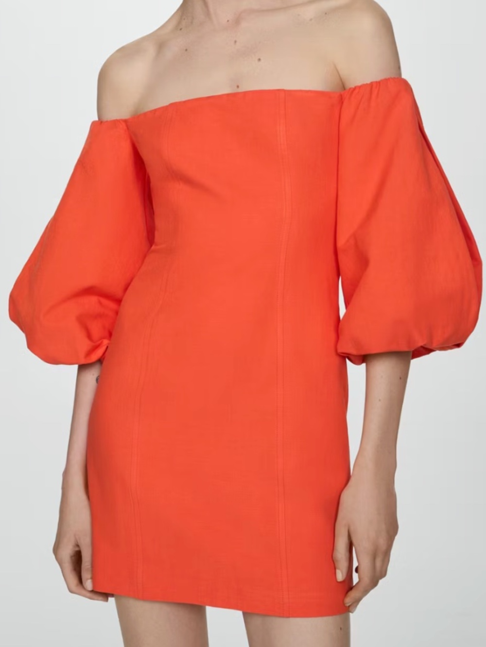 Mango Puff Sleeve Dress